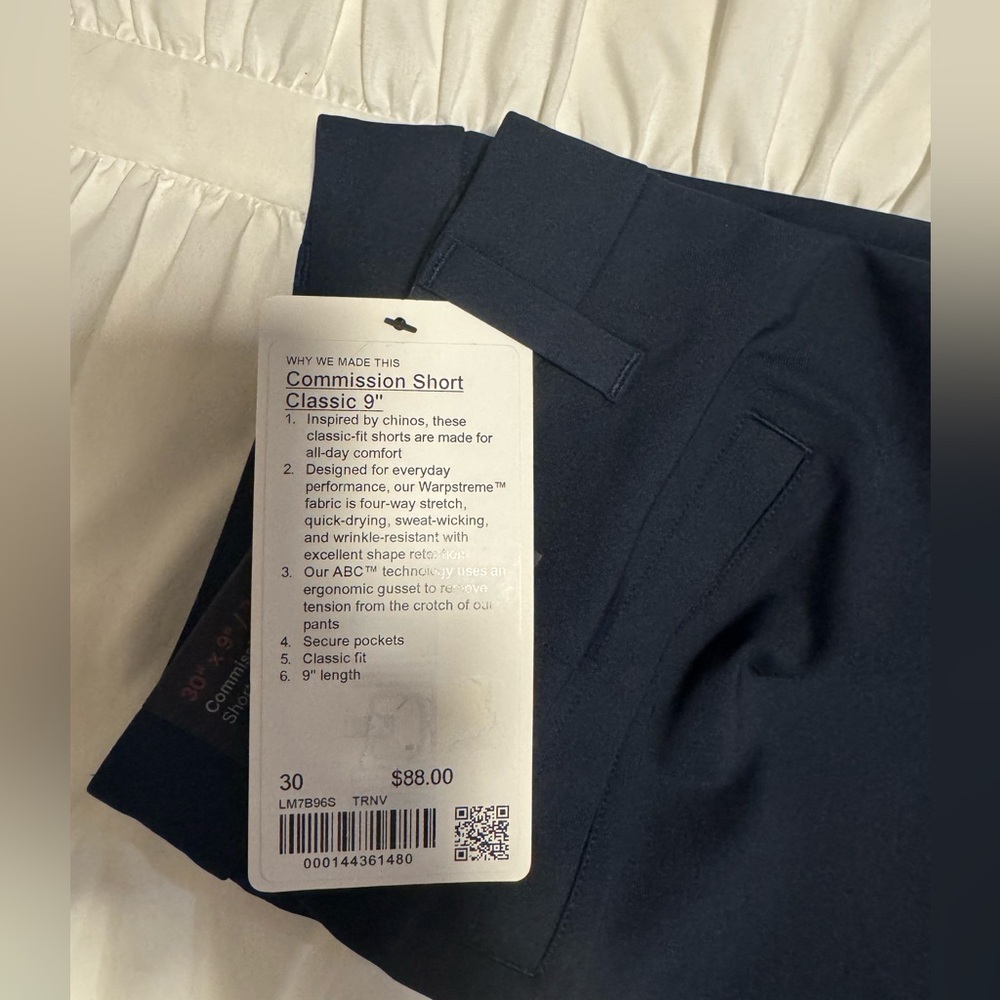 Lululemon Navy Commission Short 9”